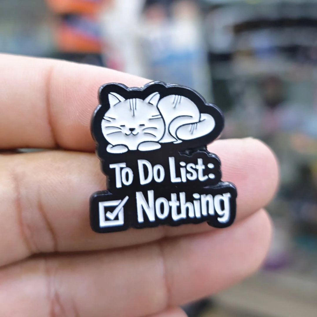 Cat To Do List Nothing Pins - alternate view