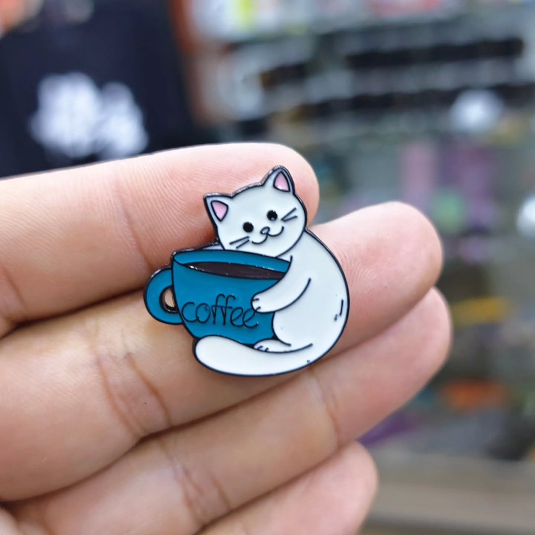 Cat Coffee Blue Pins - alternate view