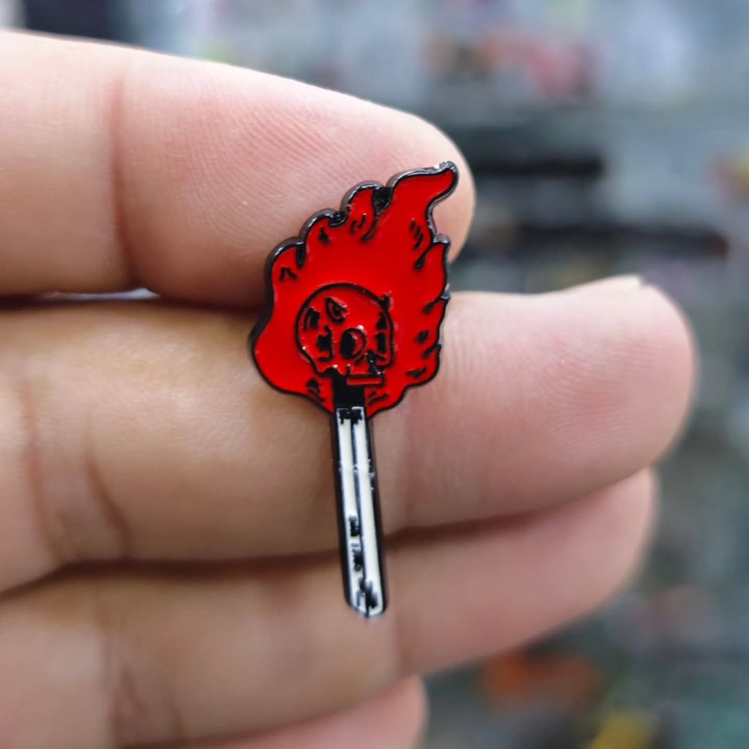 Fire Skull Pins - alternate view