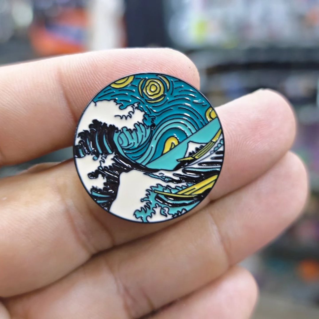 The Great Wave Pins - alternate view