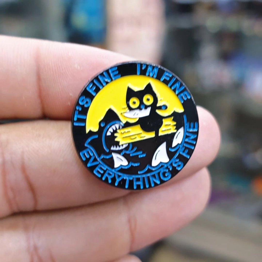 Its Fine Im Fine Cat Pins - alternate view