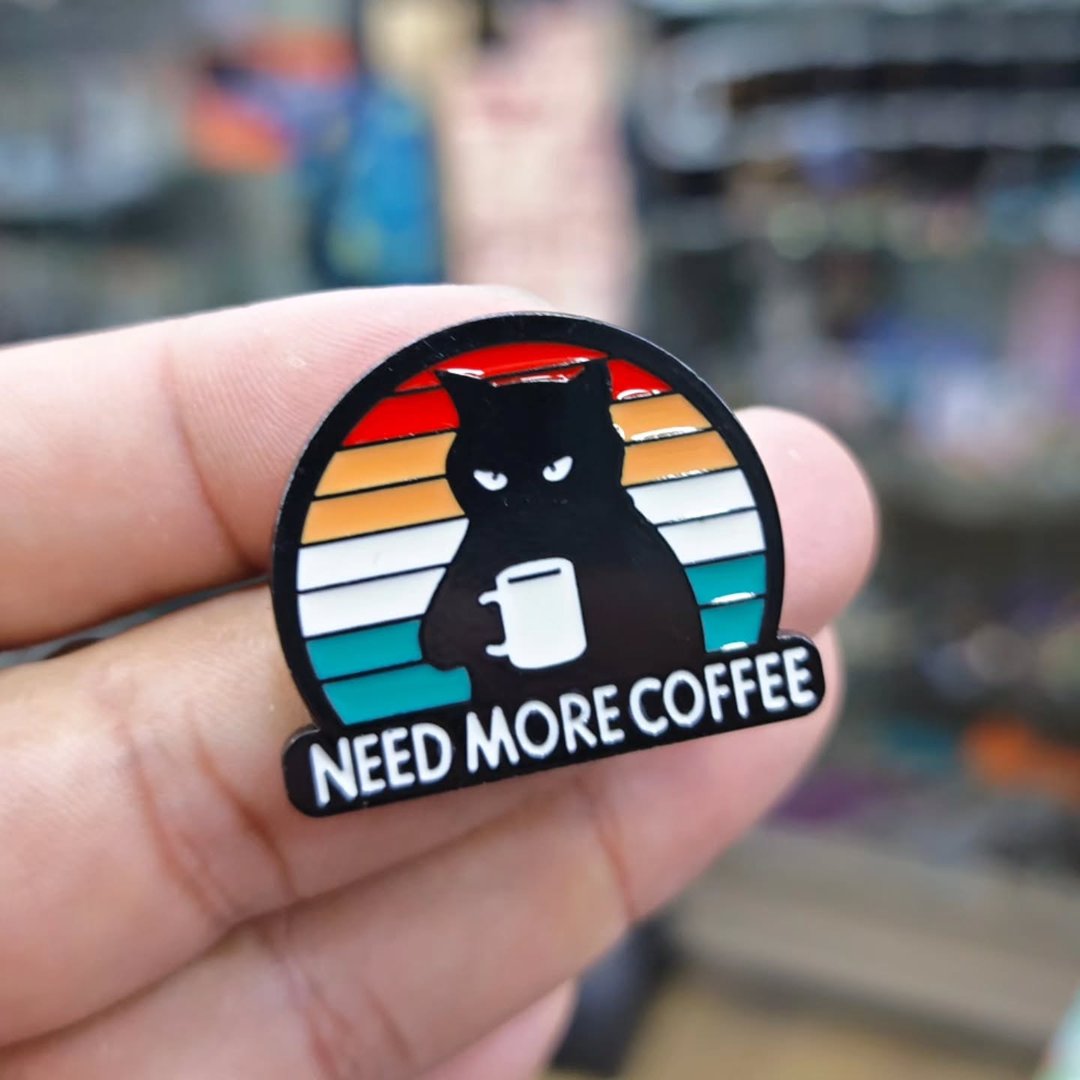 Need More Coffe Cat Pins - alternate view
