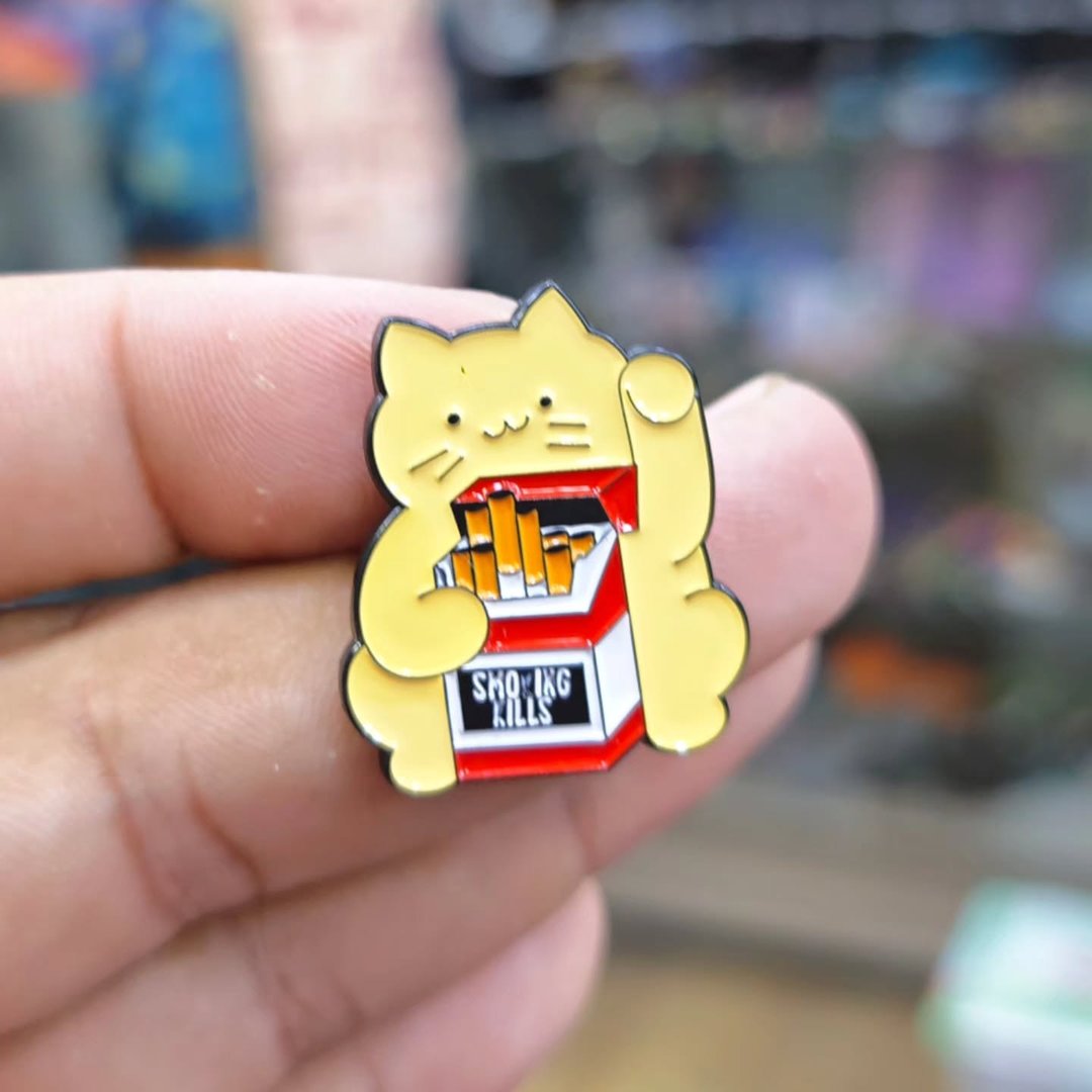 Smoking Kills Cat Pins - alternate view