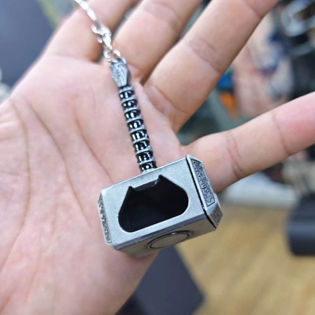 Thor's Hammer Bottle Opener Keychain - alternate view