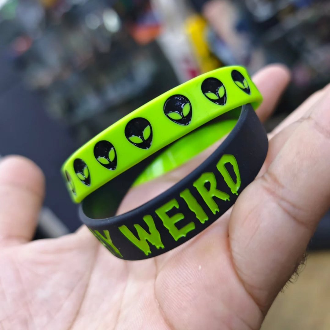 Pair of Alien Stay Weird Silicone Bracelets - alternate view