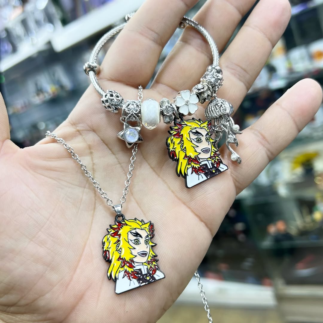 Demon Slayer Rengoku Necklace Bracelet - alternate view