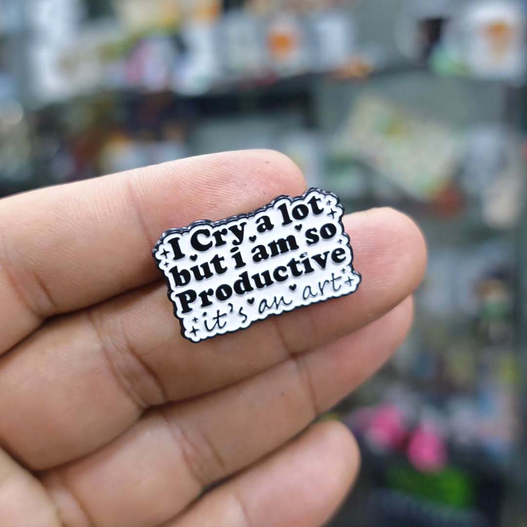 I Cry A Lot Productive Its An Art Pins - alternate view