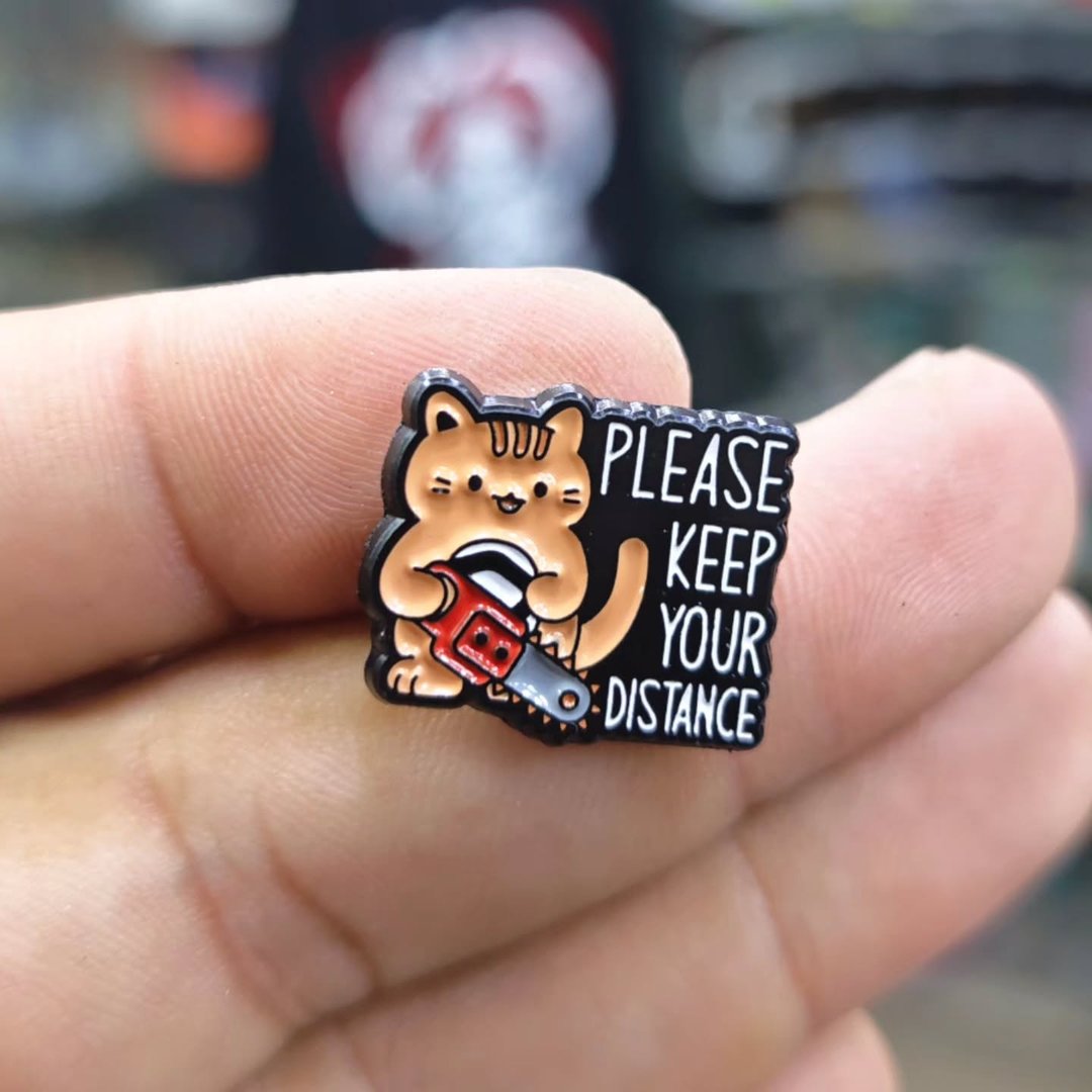 Please Keep Your Distance Cat Pins - alternate view