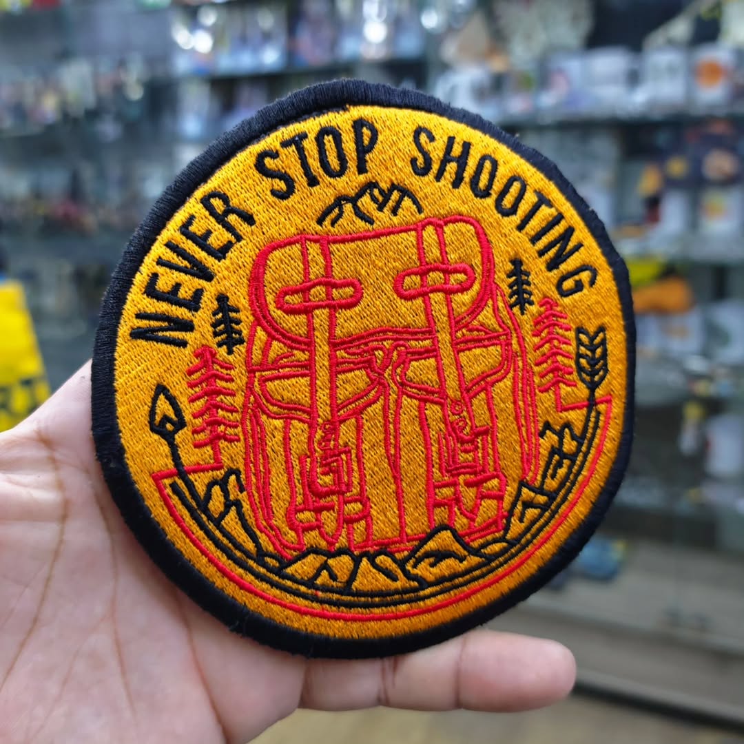 Embroidered Patch Never Stop Shooting Travel Adventure 130 x 130 MM - alternate view