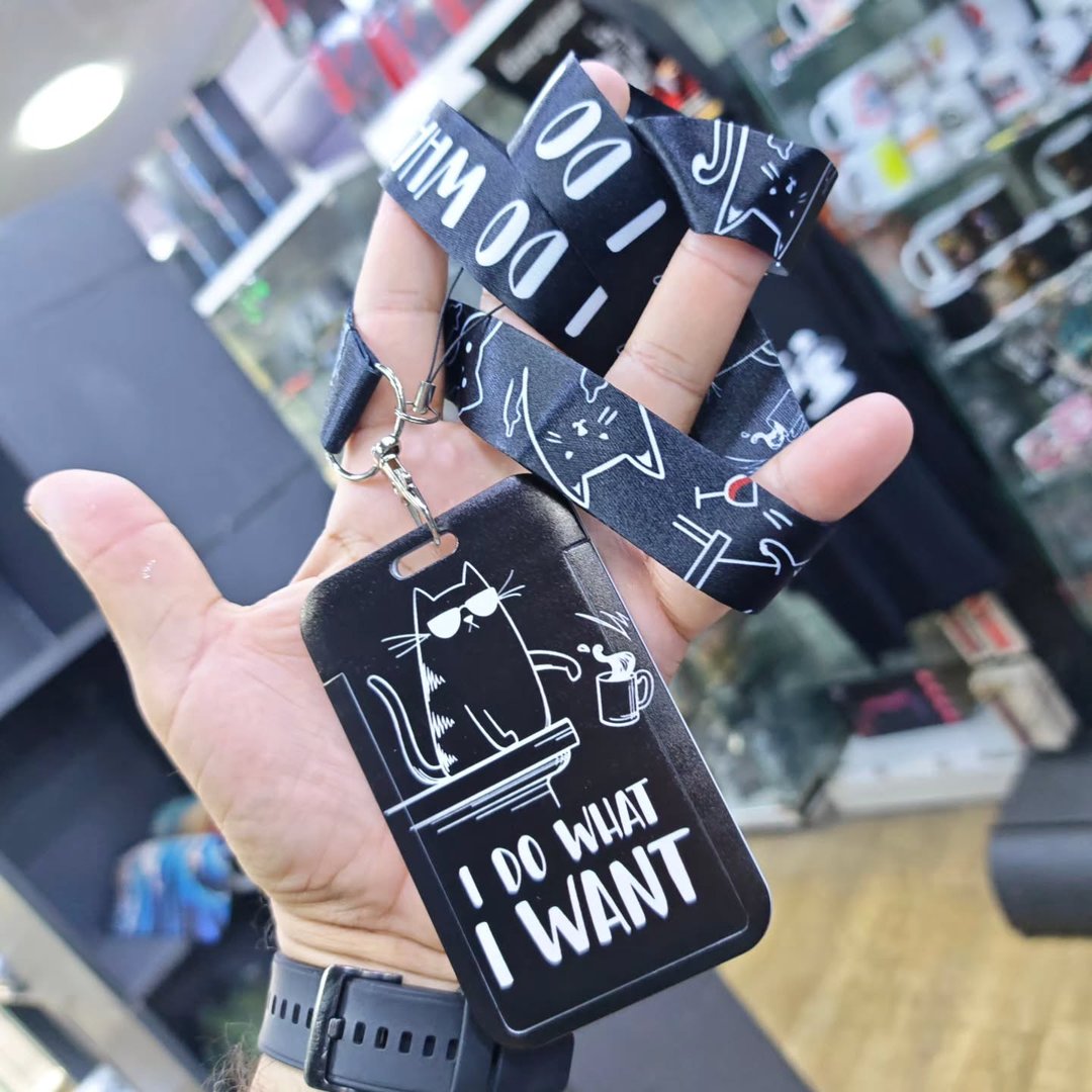 I Do What I Want Cat Badge Holder - alternate view