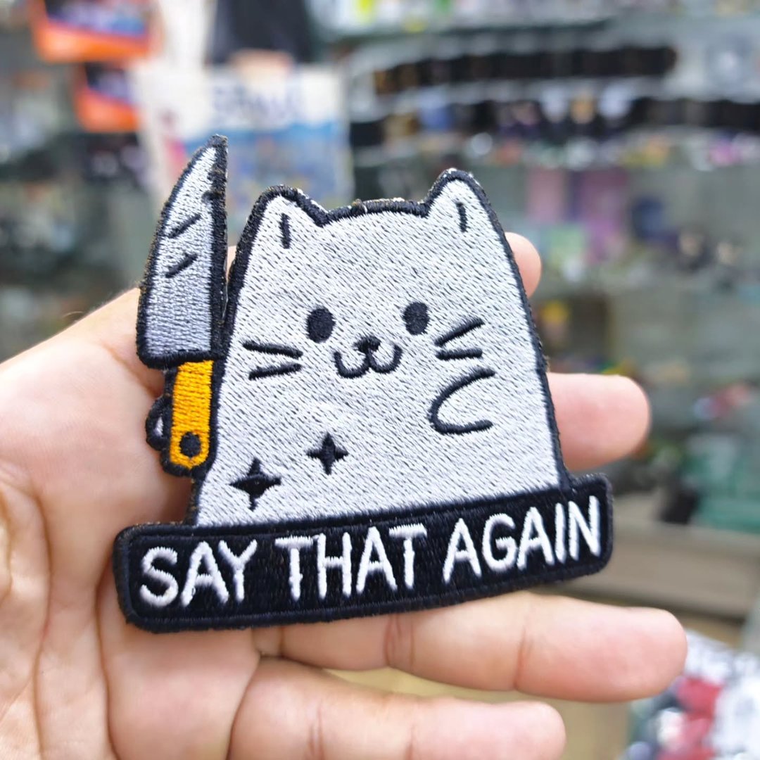 Embroidered Patch Say That Again Cat 85x90 CM - alternate view