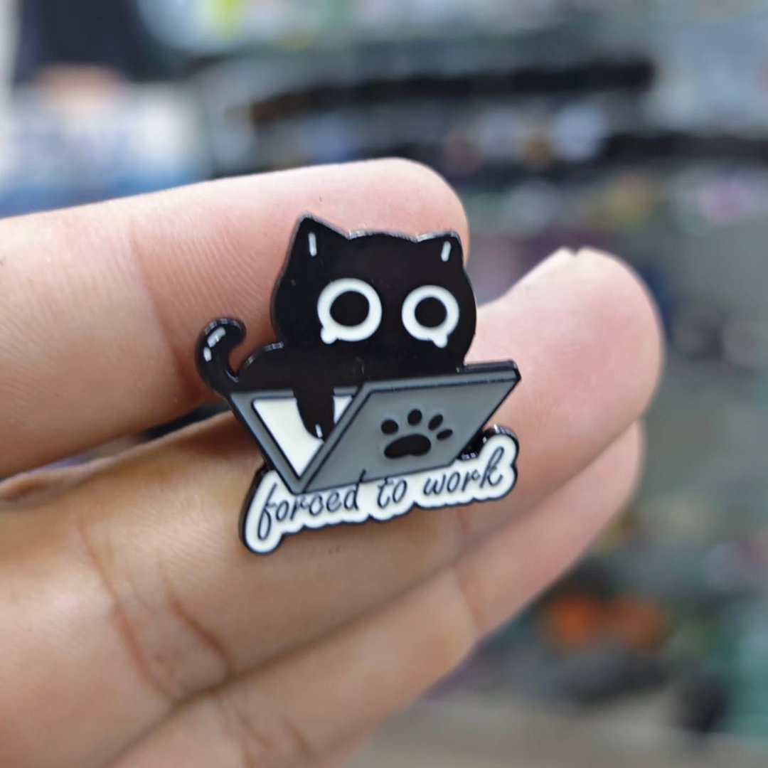 Cat Forced To Work Pins - alternate view