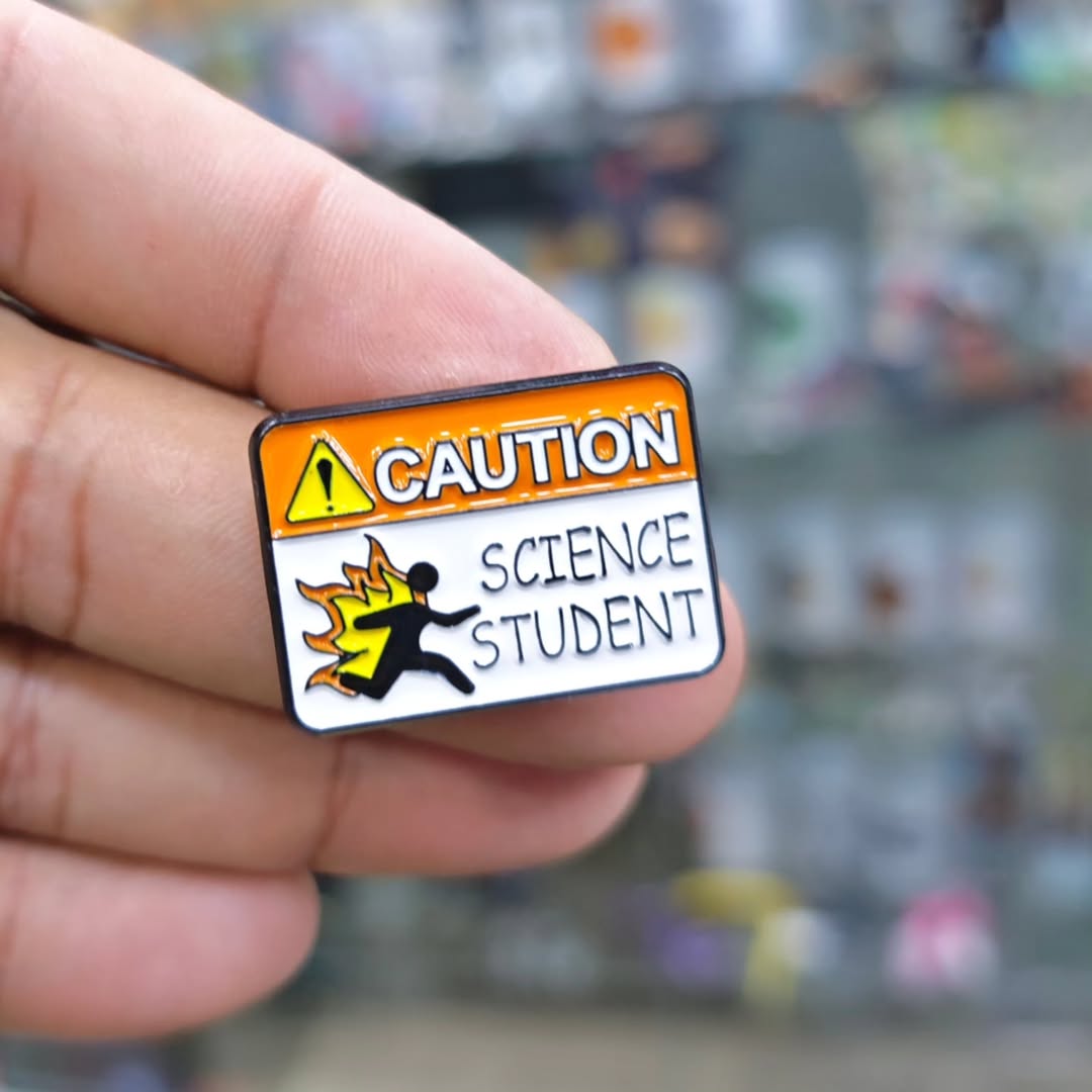 Caution Science Student Pins - alternate view