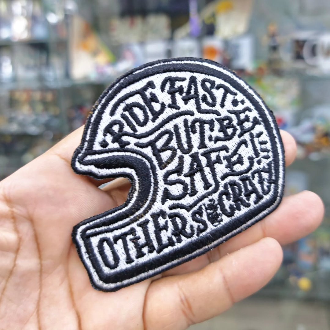 Embroidered Patch Ride Fast But Be Safe 90 x 75 MM - alternate view