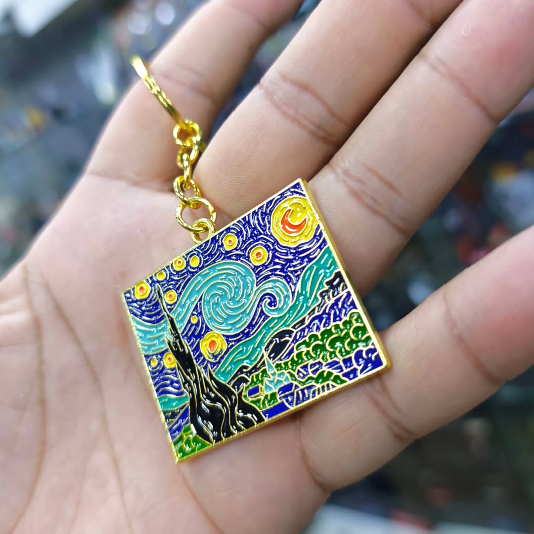 Van Gogh Starry Night Keychain - alternate view