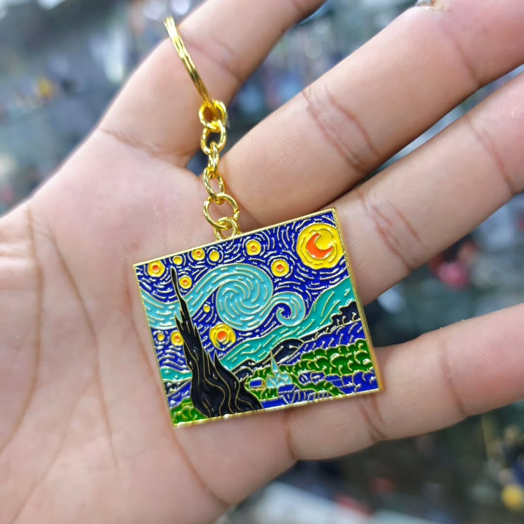 Van Gogh Starry Night Keychain - Keychain