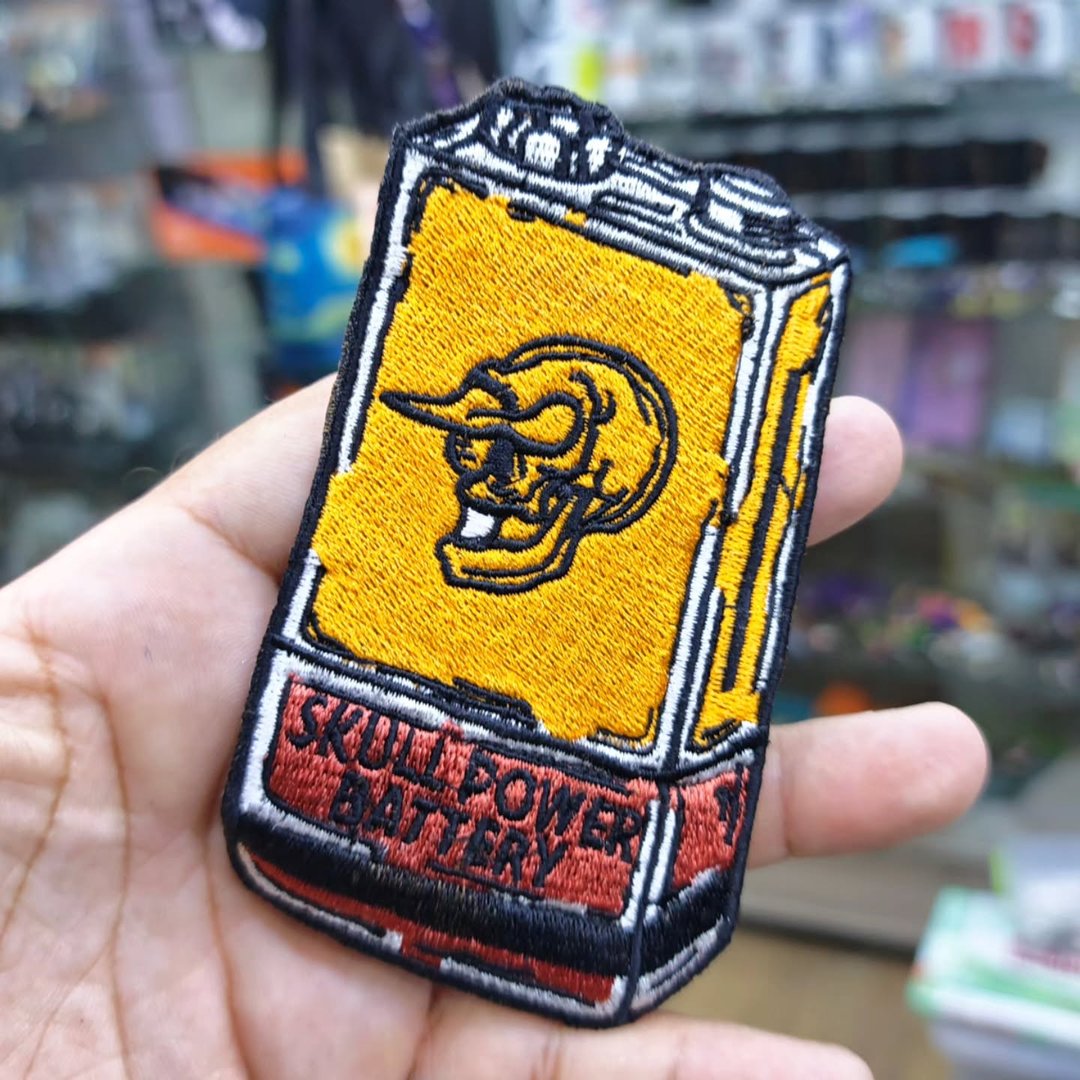 Embroidered Patch Skull Power Battery 65 x 115 MM - Embroidered Patch