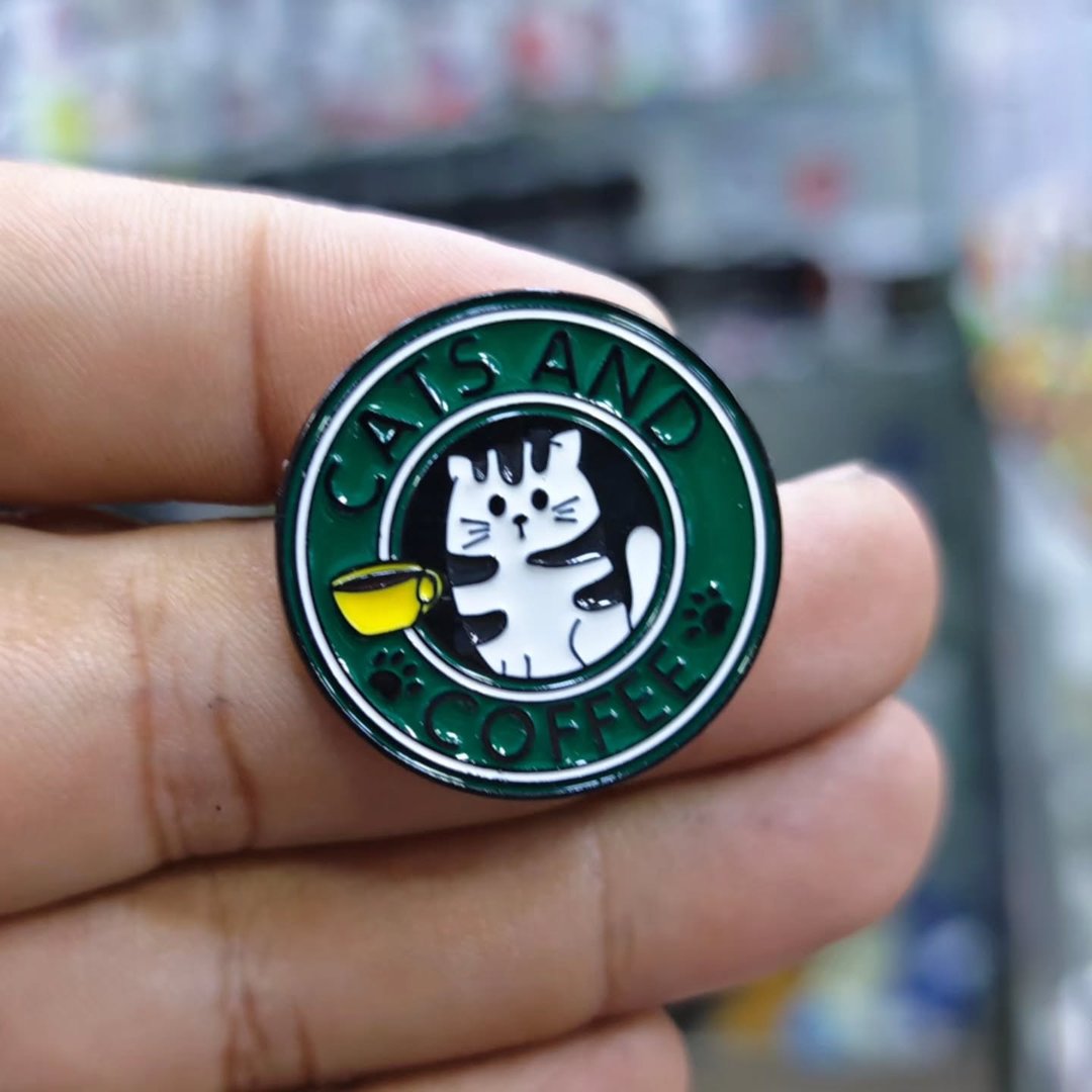 Cats And Coffee Pins - Metal Pins