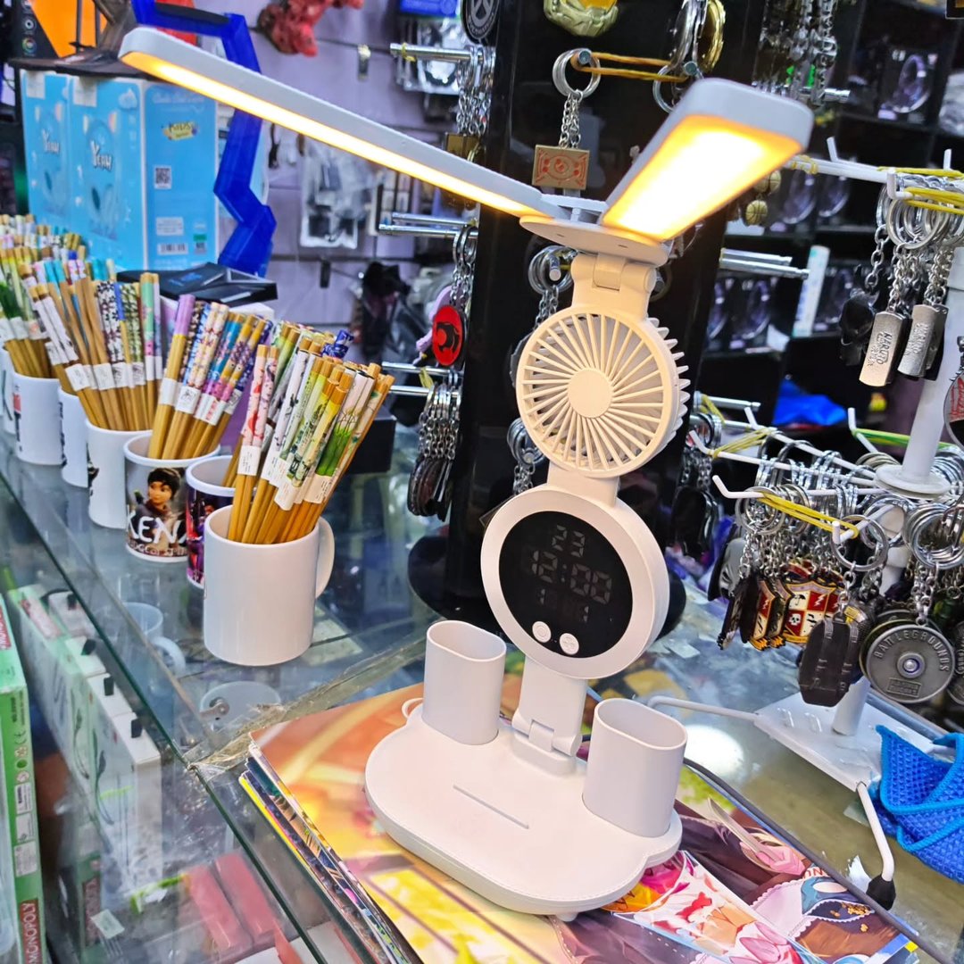 Desk Lamp Fan and Clock - Light