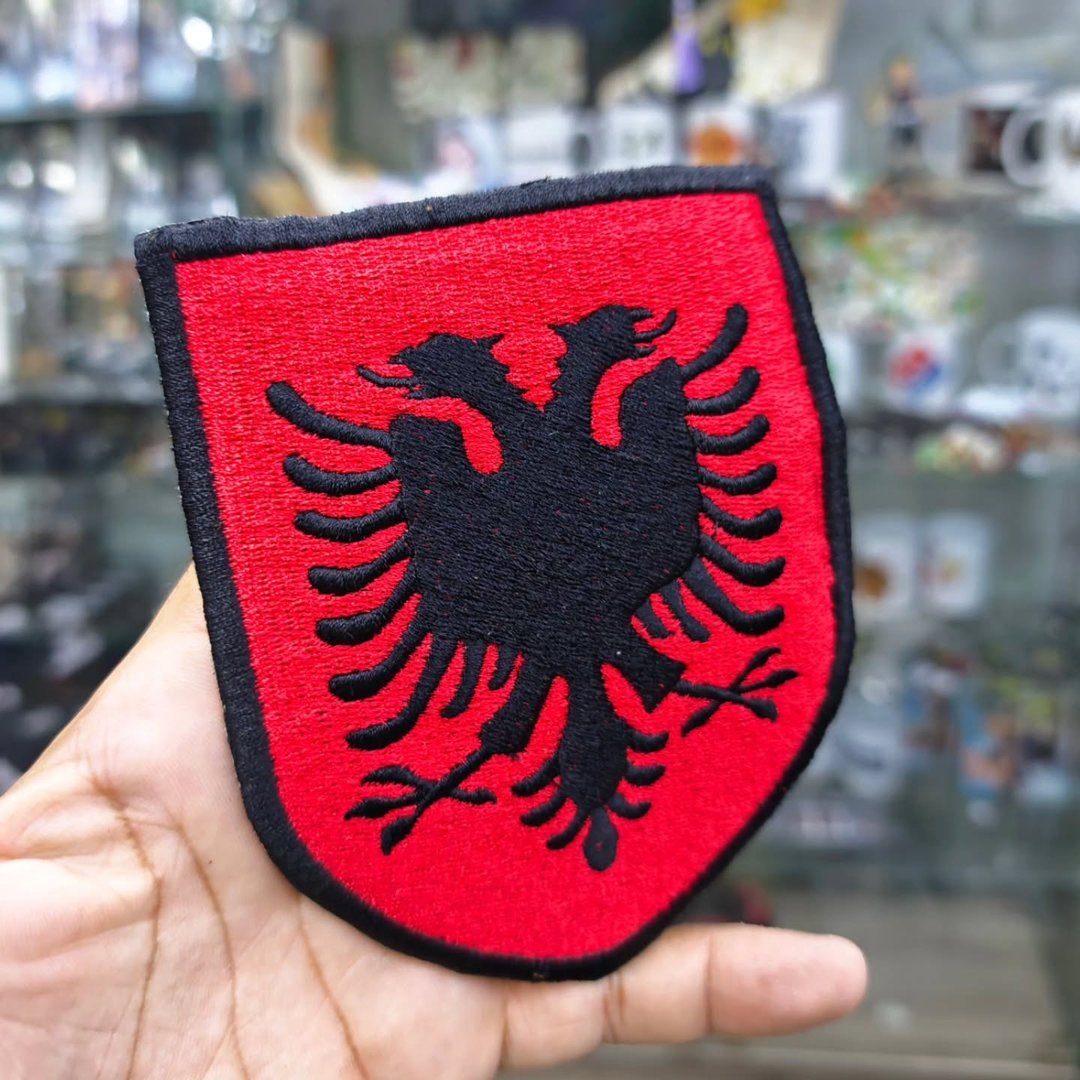 Embroidered Patch Albania Flag 105 x 125 MM - Embroidered Patch