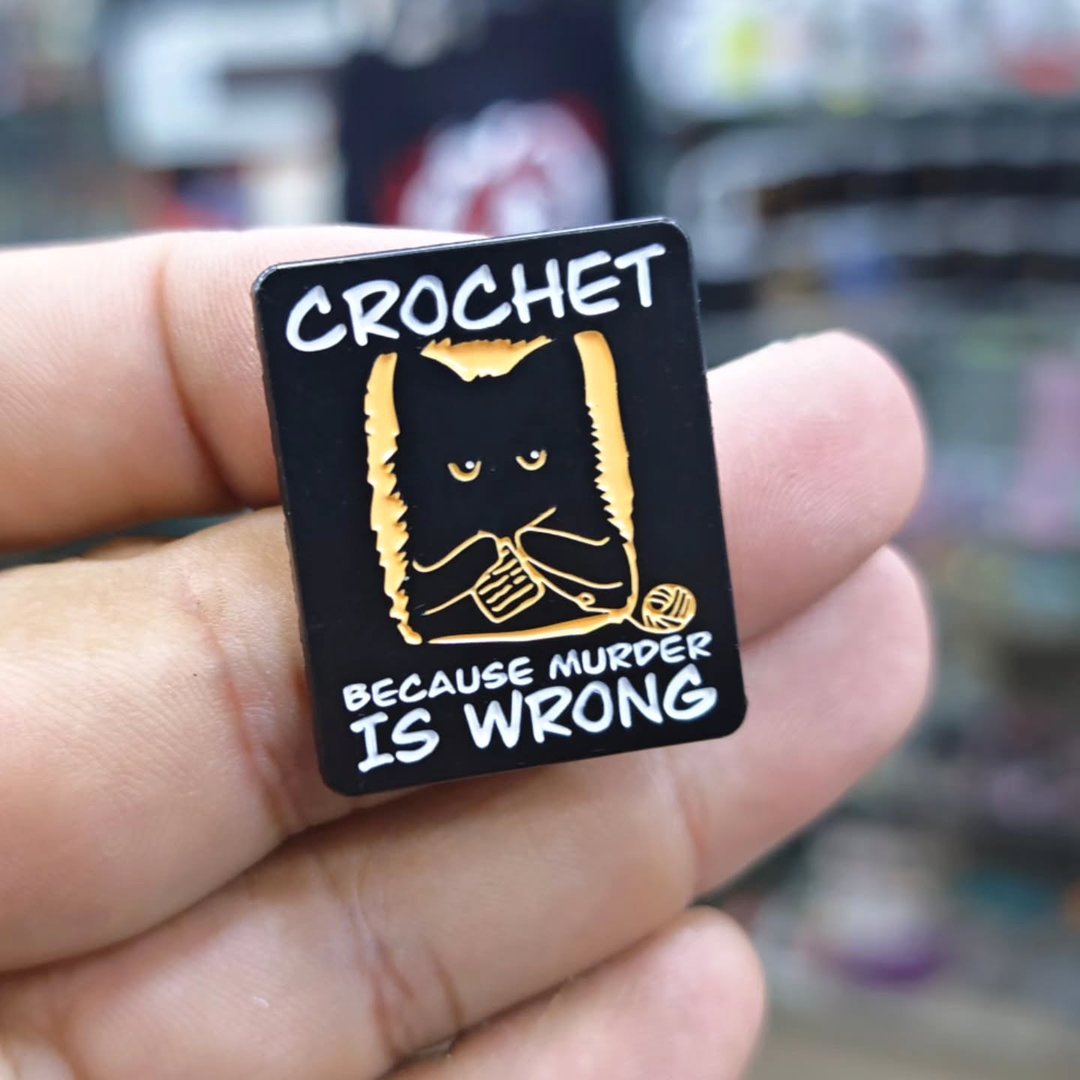 Crochet Is Wrong Cat Pins - Metal Pins