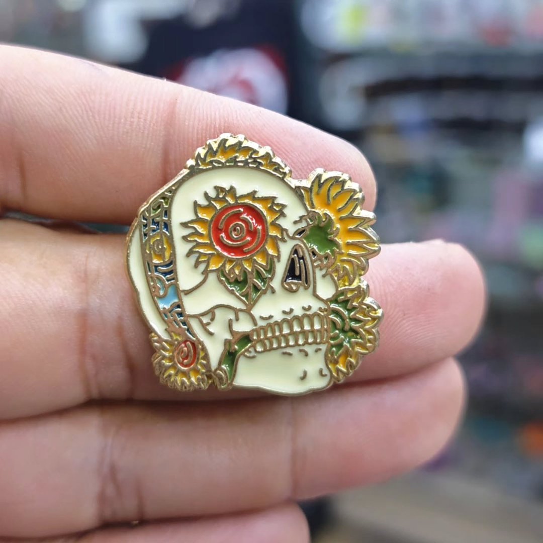 Skull Flower Pins - Metal Pins