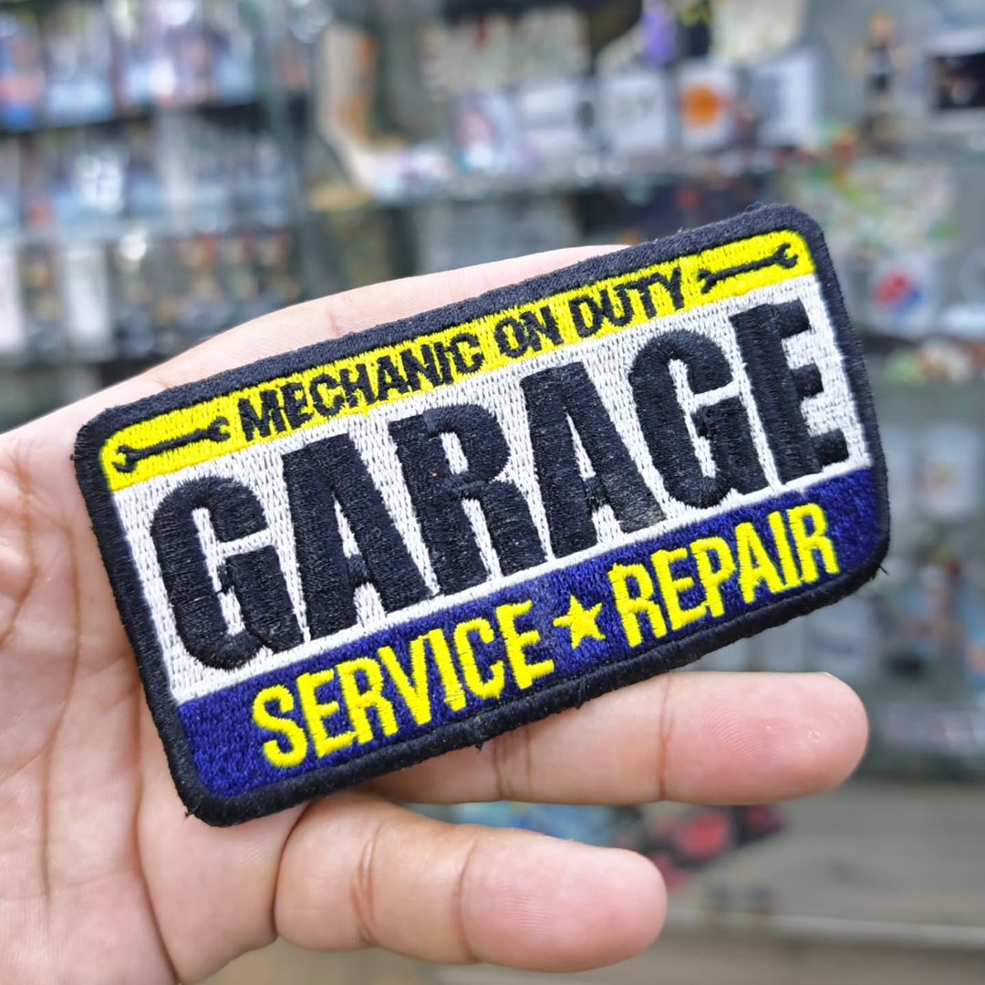 Embroidered Patch Mechanic Garage 120 x 60 MM - Embroidered Patch