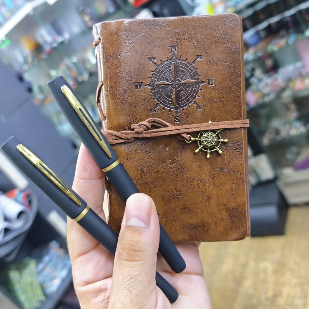Vintage Notebook and 2 Pen Set - Notebook