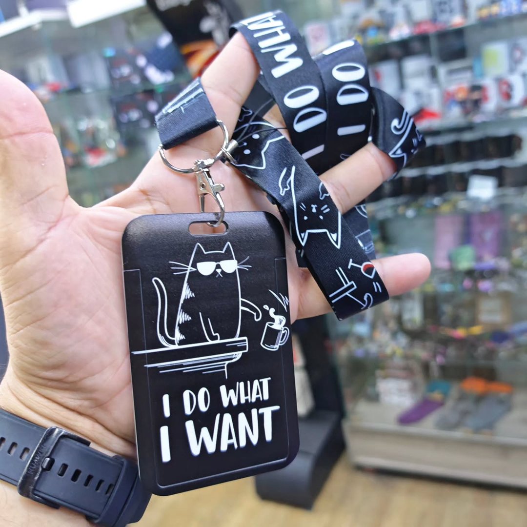 I Do What I Want Cat Badge Holder - Badge Holder