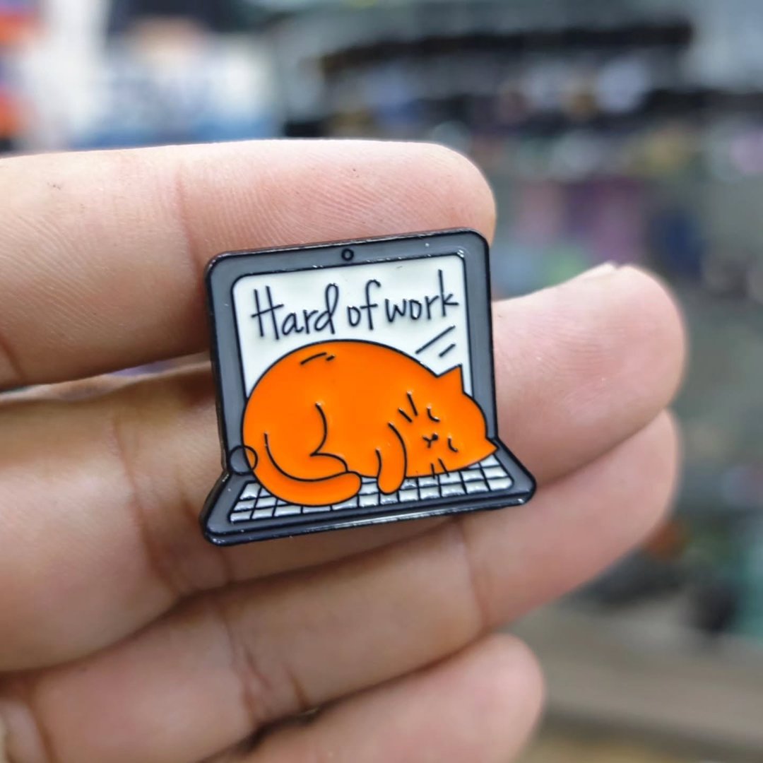 Cat Hard Of Work Pins - Metal Pins