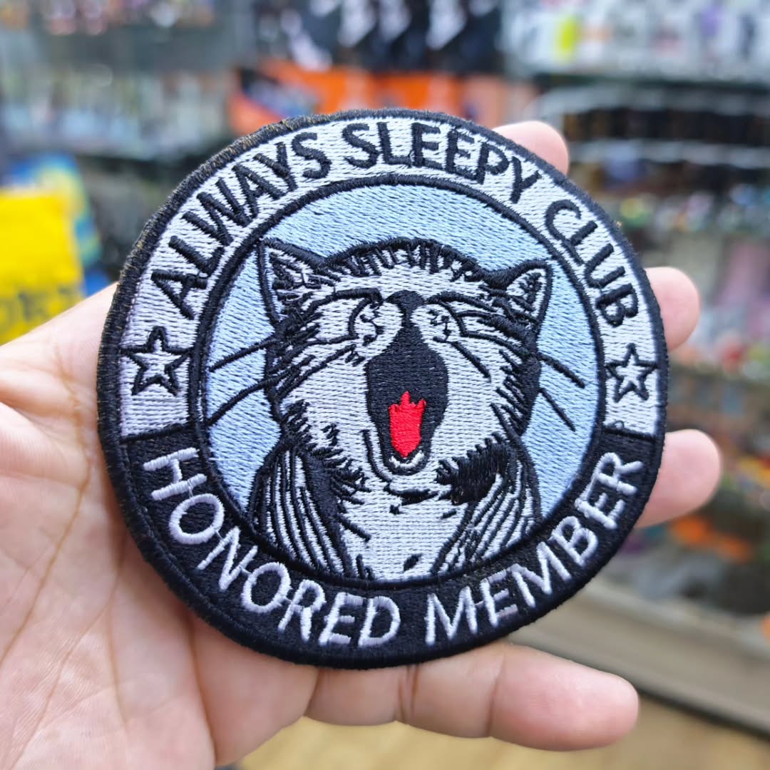 Embroidered Patch Always Sleepy Cat 105 x 105 MM - Embroidered Patch